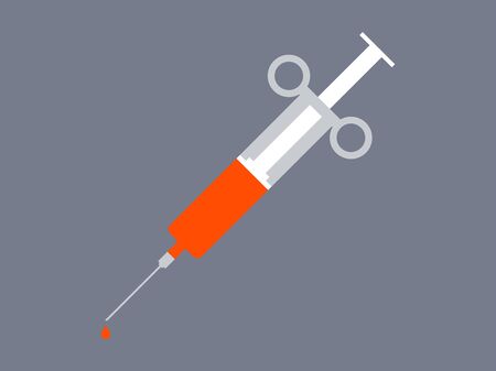 Syringe with blood. Disease vaccine. Coronavirus 2019-nCoV. Vector illustrationのイラスト素材
