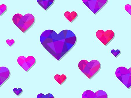 Polygonal heart seamless pattern. Happy Valentine's day, 14th of February. Background for greeting card, wrapping paper, promotional materials. Vector illustrationのイラスト素材