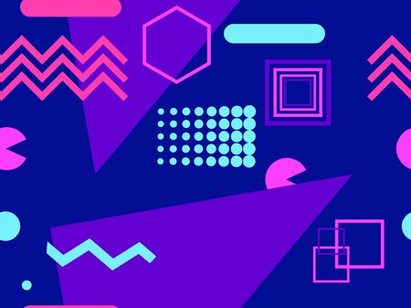 Memphis seamless pattern. Geometric elements memphis in the style of 80's. Vector illustrationのイラスト素材