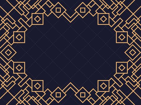 Art deco frame. Vintage linear border. Design a template for invitations, leaflets and greeting cards. The style of the 1920s and 1930s. Vector illustrationのイラスト素材