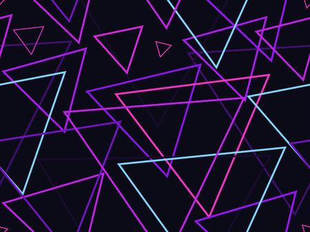 Seamless pattern with triangles, linear art in the style of the 80s. For promotional products,...
