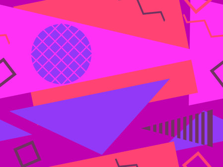 Memphis seamless pattern with geometric shapes in the style of the 80s. Eighties print colorful...