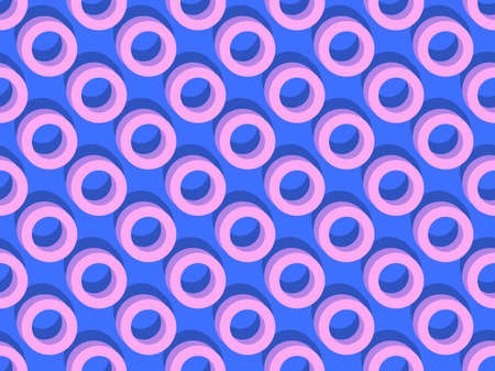 3d circles with shadow seamless pattern. Blue and violet color. Background for promotional products, wrapping paper and printing. Vector illustrationのイラスト素材
