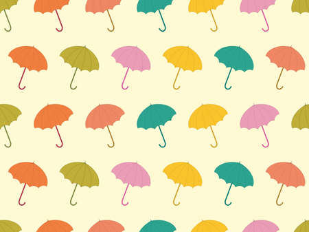 Umbrellas seamless pattern. Autumn background with umbrellas from the rain for wrapping paper, print, fabric and printing. Vector illustrationのイラスト素材