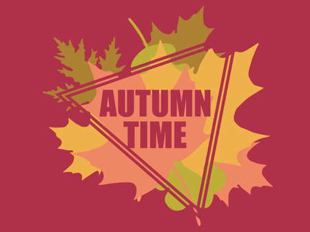 Autumn time frame with leaves. Vintage border with yellowed falling oak and maple leaves. Design a template for invitations, leaflets and greeting cards. Vector illustrationのイラスト素材