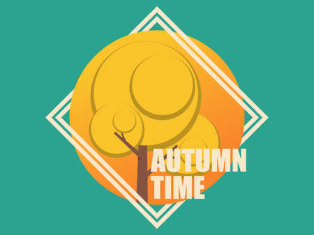 Autumn trees paper cut. Autumn time. Design a template for invitations, leaflets and greeting cards. Vector illustrationのイラスト素材