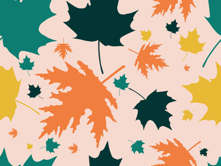 Autumn leaves seamless pattern. Falling leaves, leaf fall. Oak and maple. Background for wrapping...