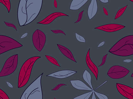 Autumn leaves seamless pattern. Falling leaves, leaf fall. Oak and maple. Background for wrapping paper, print, fabric and printing. Vector illustrationのイラスト素材