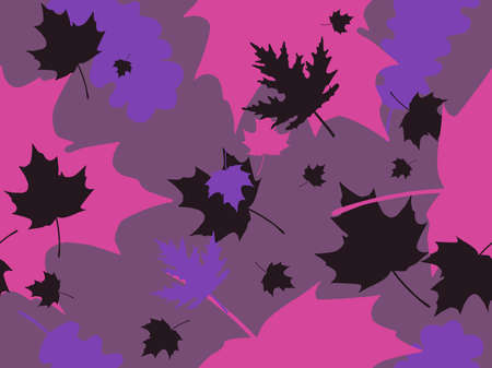 Autumn leaves seamless pattern. Falling leaves, leaf fall. Oak and maple. Background for wrapping paper, print, fabric and printing. Vector illustrationのイラスト素材