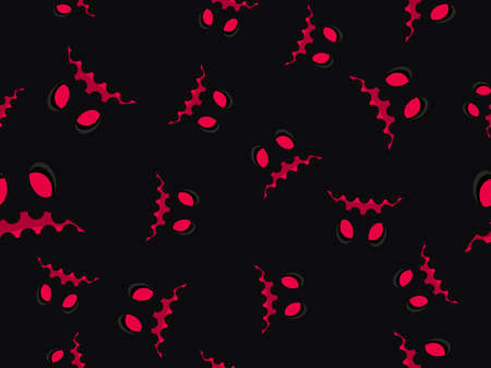 Halloween scary smile seamless pattern from the dark. Scary pumpkin face. Festive background for wrapping paper, print, fabric and printing. Vector illustrationのイラスト素材