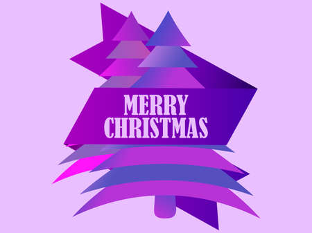 Merry christmas greeting card. Two Christmas trees with ribbon. Festive design for greeting cards and poster. Vector illustrationのイラスト素材