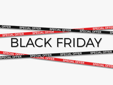Black Friday. Sale tape special offer on white background. Design for promotional items, banner, flyers and gift cards. Vector illustrationのイラスト素材
