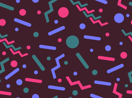 Memphis seamless pattern with geometric shapes in the style of 80s. Background for brochures,...