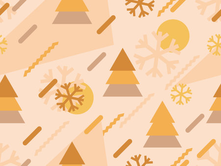 Christmas seamless pattern with geometric shapes in the style of the 80s. Christmas balls and...