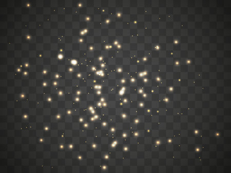 Glowing light on a transparent background. Glowing particles, magic glow. Sparkling light. Vector illustrationのイラスト素材