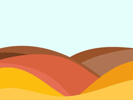 Desert wavy landscape with dunes in a minimalist style. Flat design. Boho decor for prints, posters and interior design. Mid-century modern decor. Vector illustrationのイラスト素材