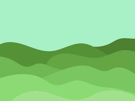 Natura wavel landscape in a minimalistic style. Plains and mountains. Boho decor for prints, posters and interior design. Mid Century modern decor. Vector illustrationのイラスト素材