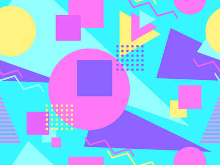 Memphis seamless pattern. Geometric elements memphis in the style of 80's. Trendy retro background for printing on paper, advertising materials and fabric. Vector illustrationのイラスト素材