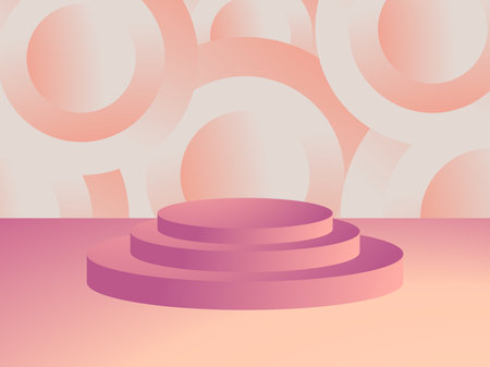 3d podium in a minimalistic style with geometric shapes. Gradient podium for product presentation. Advertising pedestal, layout. Vector illustrationのイラスト素材