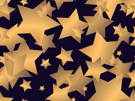 Golden stars seamless pattern. Trendy background with translucent gold stars on a black background. For banners and posters, wrapping paper and promotional items. Vector illustrationのイラスト素材