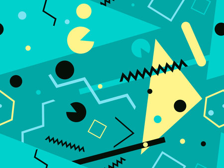 Memphis seamless pattern. Geometric elements memphis in the style of 80's. Trendy retro background...