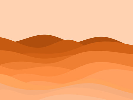 Desert landscape with dunes in a minimalist style. Flat design. Boho decor for prints, posters and interior design. Mid Century modern decor. Vector illustrationのイラスト素材