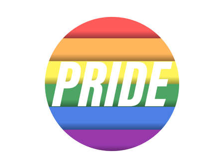 Pride month text inside a circle with rainbow stripes. LGBT flag. Festival of sexual minorities, gays and lesbians, transgender people. Design for banner and poster. Vector illustrationのイラスト素材