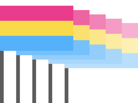Pansexual pride month. Pansexual flags on white background. Tolerance and love. LGBT sexual minorities. Romantic attraction symbol. Design for banner and poster. Vector illustrationのイラスト素材