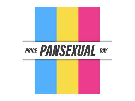 Pansexual pride month. Pansexual flag on white background. Tolerance and love. LGBT sexual minorities. Romantic attraction symbol. Design for banner and poster. Vector illustrationのイラスト素材