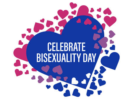 Celebrate Bisexuality Day. Hearts with color of bisexual pride flag isolated on white background. Festival of sexual minorities. Design for banner and poster. Vector illustrationのイラスト素材