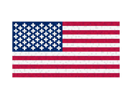 USA flag pixel art. 8-bit United States of America flag sign. Design for a festive banner and poster. Vector illustrationのイラスト素材