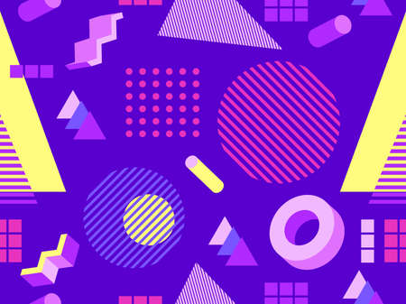 Memphis seamless pattern. Geometric elements memphis in the style of 80's. Trendy retro background for printing on paper, advertising materials and fabric. Vector illustrationのイラスト素材
