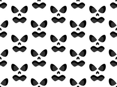 Scary face seamless pattern. Spooky halloween face with evil scary eyes. Ghost mask. Festive background design for banners and posters, wrapping paper and promotional items. Vector illustrationのイラスト素材