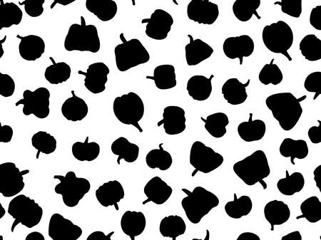 Black silhouettes of pumpkins on a white background seamless pattern. Design for wrapping paper, banners, posters and advertising materials. Vector illustrationのイラスト素材
