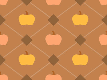 Autumn seamless pattern with pumpkins and geometric shapes. Autumn design for wrapping paper, banners and promotional materials for Halloween and Thanksgiving. Vector illustrationのイラスト素材