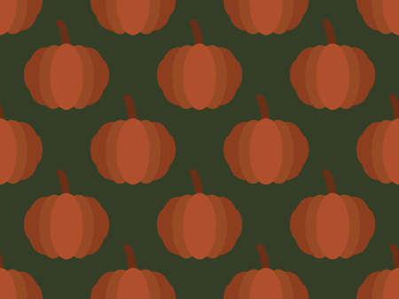 Pumpkins seamless pattern. Autumn background for wrapping paper, banners and advertising materials. Halloween and Thanksgiving day design. Vector illustrationのイラスト素材