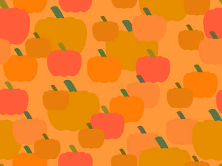 Pumpkins seamless pattern. Autumn background with pumpkins, design for Halloween and Thanksgiving. Background for wrapping paper, banners, posters and advertising materials. Vector illustrationのイラスト素材