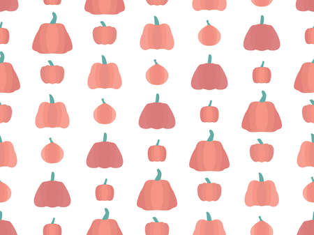 Pumpkins seamless pattern. Autumn background for wrapping paper, banners and advertising materials. Halloween and Thanksgiving day design. Vector illustrationのイラスト素材