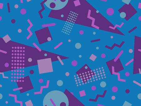 80s geometric seamless pattern in boho color palette. Abstract pastel color background. Design for...