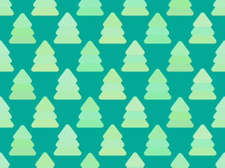 Geometric Christmas trees green color seamless pattern. Christmas and New Year pattern of fir trees. Festive design for greeting cards, wrapping paper, banners and posters. Vector illustrationのイラスト素材