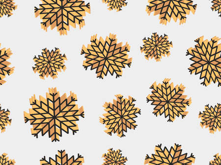 Snowflakes seamless pattern. 3d isometric snowflakes for Christmas and New Year. Falling snow. Christmas design for greeting cards, promotional materials and banners. Vector illustrationのイラスト素材