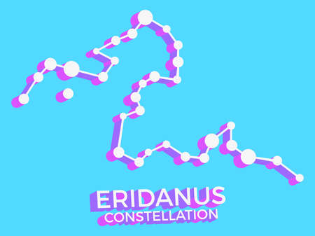 Eridanus constellation 3d symbol. Constellation icon in isometric style on blue background. Cluster of stars and galaxies. Vector illustrationのイラスト素材