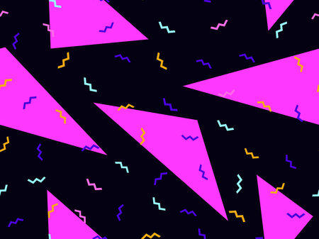 Geometric seamless pattern in 80s memphis style. Colorful background with geometric shapes. Design...