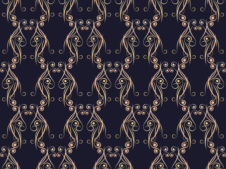 Art deco seamless pattern. Vintage background with curls. Linear art. Pattern design for wallpaper,...