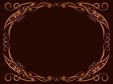 Art deco frame with swirls. Art Nouveau linear border. Design a template for invitations, leaflets and greeting cards. Geometric golden frame. The style of the 1920s - 1930s. Vector illustrationのイラスト素材