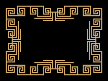 Art deco frame. Vintage linear border. Design a template for invitations, leaflets and greeting cards. Geometric golden frame. The style of the 1920s - 1930s. Vector illustrationのイラスト素材