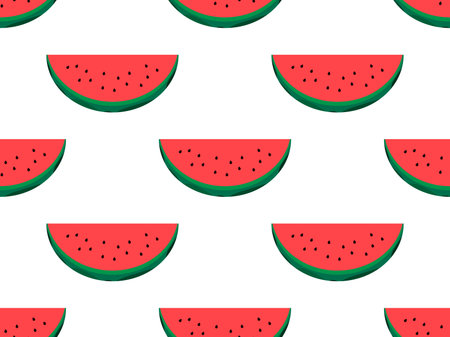 Seamless pattern with watermelon slices on a white background. Watermelon with seeds. Design for...