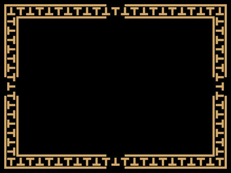 Art deco frame. Vintage linear border. Design a template for invitations, leaflets and greeting cards. Geometric golden frame. The style of the 1920s - 1930s. Vector illustrationのイラスト素材