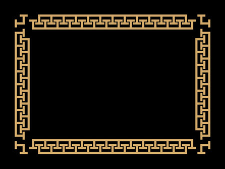 Art deco frame. Vintage linear border. Design a template for invitations, leaflets and greeting cards. Geometric golden frame. The style of the 1920s - 1930s. Vector illustrationのイラスト素材