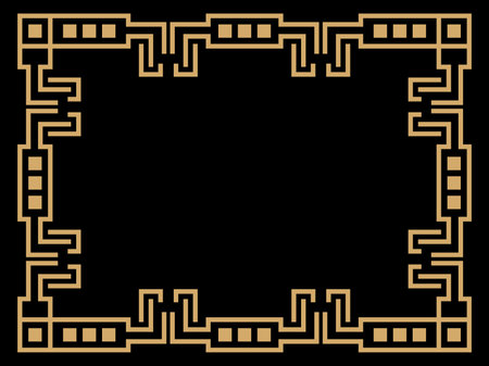 Art deco frame. Vintage linear border. Design a template for invitations, leaflets and greeting cards. Geometric golden frame. The style of the 1920s - 1930s. Vector illustrationのイラスト素材